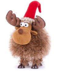 Postavička MagicHome Vianoce, Sob huňatý, hnedý, látkový, 22x20x25 cm