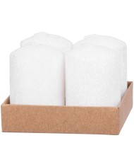 Sviečka MagicHome Vianoce, 4x6 cm, valcová, bal. 4 ks, biela, s glitrami, adventná