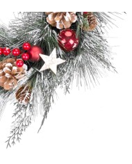 Veniec MagicHome Vianoce, prírodný, závesný, s čečinou a hviezdami, 39 cm