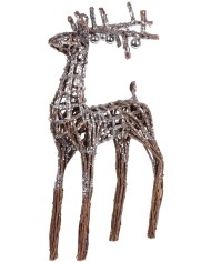 Dekorácia MagicHome Vianoce, Jeleň z prútia, strieborný, 41x14x73 cm