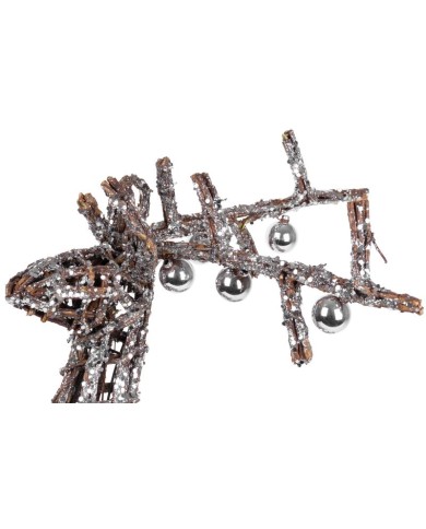 Dekorácia MagicHome Vianoce, Jeleň z prútia, strieborný, 41x14x73 cm