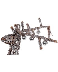 Dekorácia MagicHome Vianoce, Jeleň z prútia, strieborný, 41x14x73 cm