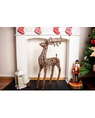 Dekorácia MagicHome Vianoce, Jeleň z prútia, strieborný, 41x14x73 cm