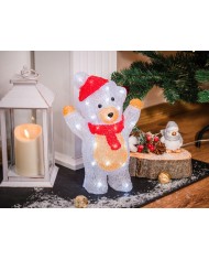 Dekorácia MagicHome Vianoce, Medveď, 30x LED, studená biela, akryl, IP44, exteriér, 19x11,5x30 cm