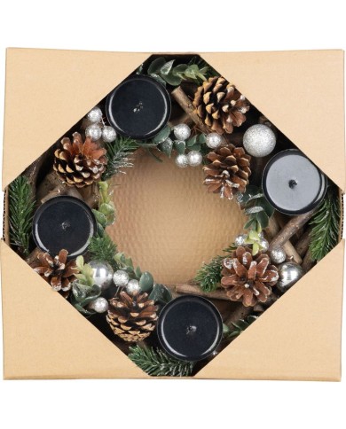 Veniec MagicHome Vianoce, adventný, prírodný, 30 cm