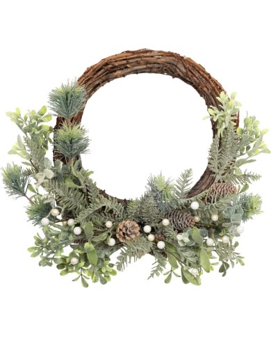 Veniec MagicHome Vianoce, prútený, s prírodnými vetvičkami, 48x41x11 cm