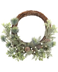 Veniec MagicHome Vianoce, prútený, s prírodnými vetvičkami, 48x41x11 cm