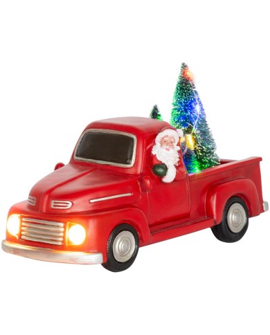 Dekorácia MagicHome Vianoce, Vianočné auto so santom, LED, 3xAA, interiér