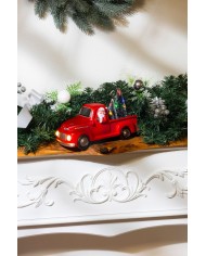 Dekorácia MagicHome Vianoce, Vianočné auto so santom, LED, 3xAA, interiér