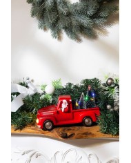 Dekorácia MagicHome Vianoce, Vianočné auto so santom, LED, 3xAA, interiér