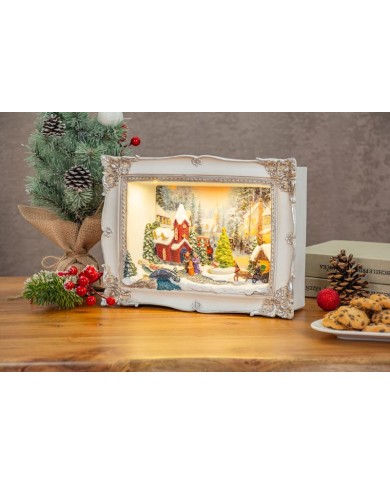 Dekorácia MagicHome Vianoce, Vianočný obraz, LED, 3D, 3xAA, interiér, 28,5x8,2x21,2 cm