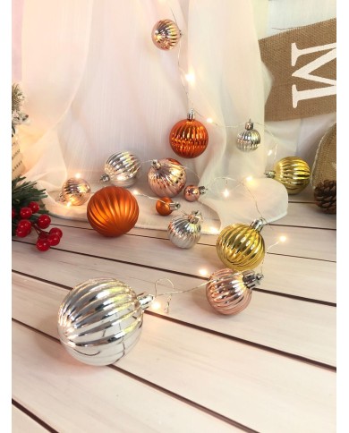 Reťaz MagicHome Vianoce Ball, 20x LED teplá biela, s guľami, 2xAA, jednoduché svietenie, osvetlenie, L-1,9 m