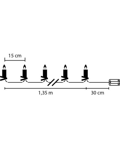 Sviečka MagicHome Vianoce, so štipcom, reťaz, 10x LED, 2xAA, 10 ks, časovač, 1,5x9 cm
