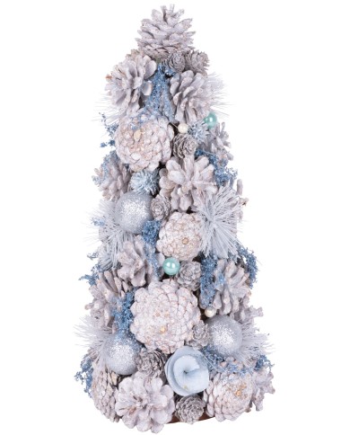 Stromček MagicHome Vianoce, prírodný, krémový, 47 cm