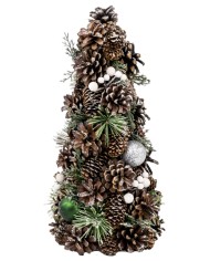 Stromček MagicHome Vianoce, prírodný, so zelenými guľami, 47 cm