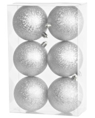 Gule MagicHome Vianoce, 6 ks, strieborné, na vianočný stromček, 8 cm