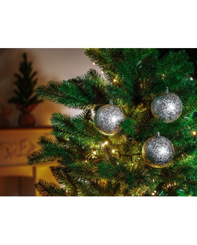 Gule MagicHome Vianoce, 6 ks, strieborné, na vianočný stromček, 8 cm
