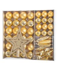Gule MagicHome Vianoce, sada, 50 ks, 4-5 cm, zlaté, hviezda, girlanda, šiška, na vianočný stromček