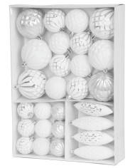 Gule MagicHome Vianoce, sada, 31 ks, 5-6-8-12 cm, bielo-strieborné, na vianočný stromček