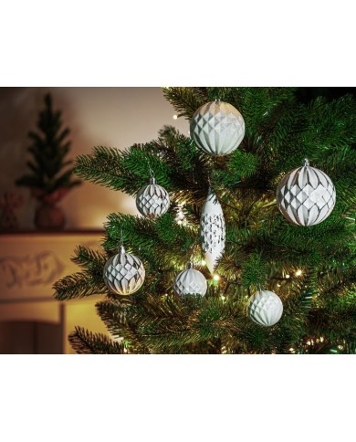 Gule MagicHome Vianoce, sada, 31 ks, 5-6-8-12 cm, bielo-strieborné, na vianočný stromček