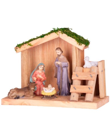 Dekorácia MagicHome Vianoce, Betlehem, drevo, polyresin, 15 cm