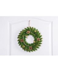 Veniec MagicHome Vianoce, prírodný, pozlátený, 33 cm