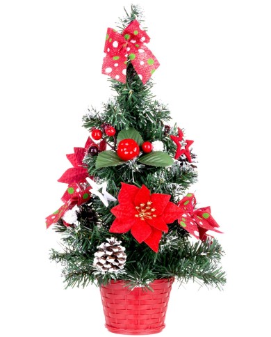 Stromček MagicHome Vianoce, ozdobený, červený, 41 cm