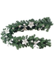 Girlanda MagicHome Vianoce, ozdobená, strieborná, 180 cm