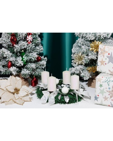 Veniec MagicHome Vianoce, adventný, biely, 25 cm