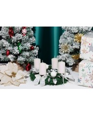 Veniec MagicHome Vianoce, adventný, biely, 25 cm