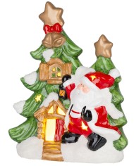 Dekorácia MagicHome Vianoce, Stromček so santom, LED, terakota, 2xAAA, 27,3x11x34 cm