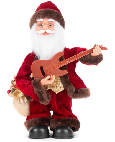Dekorácia MagicHome Vianoce, Santa s gitarou, 3xAAA, 35 cm, hrajúci