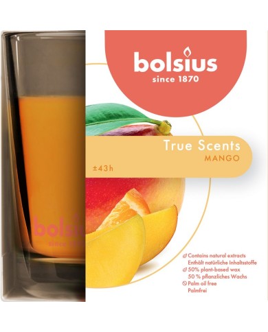 Sviečka Bolsius Jar True Scents 95/95 mm, vonná, mango, v skle