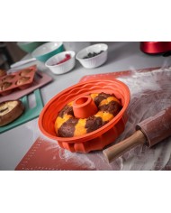 Forma MagicHome, na pečenie, na bábovku, silikón, červená, 23x8,5 cm