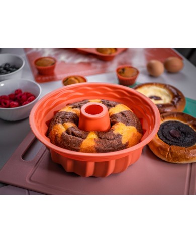 Forma MagicHome, na pečenie, na bábovku, silikón, červená, 23x8,5 cm